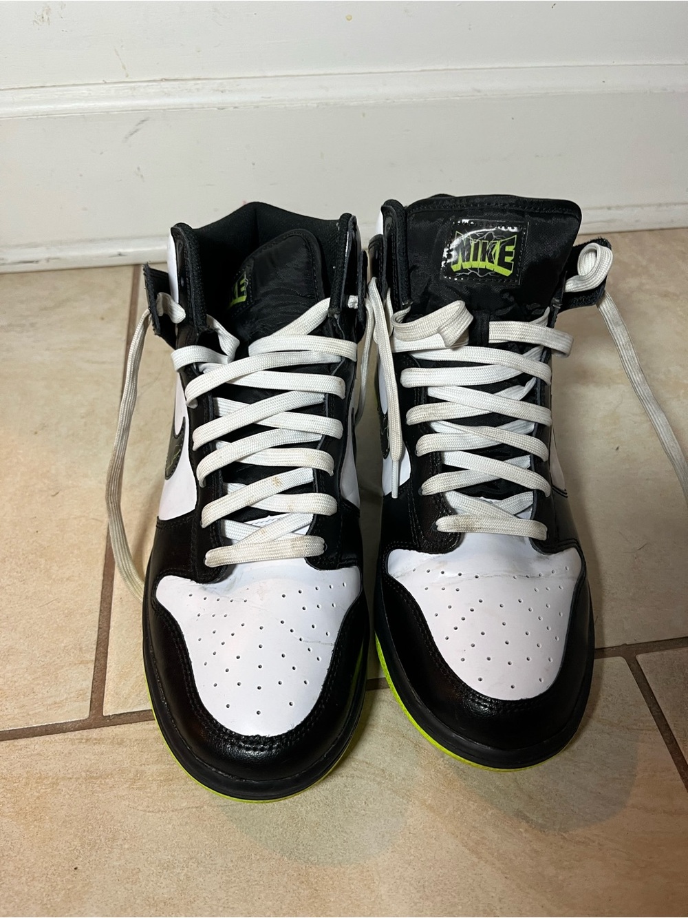 Nike Men’s Black, White & Neon Green High-Top Sneakers